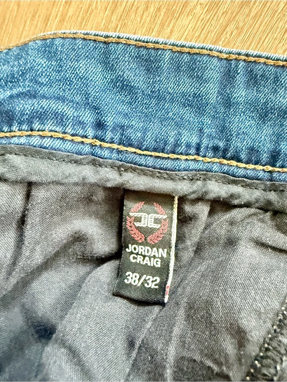 Jordan Craig Legacy Edition Jeans Men Size 38x32 Blue Distressed Slim Fit Denim